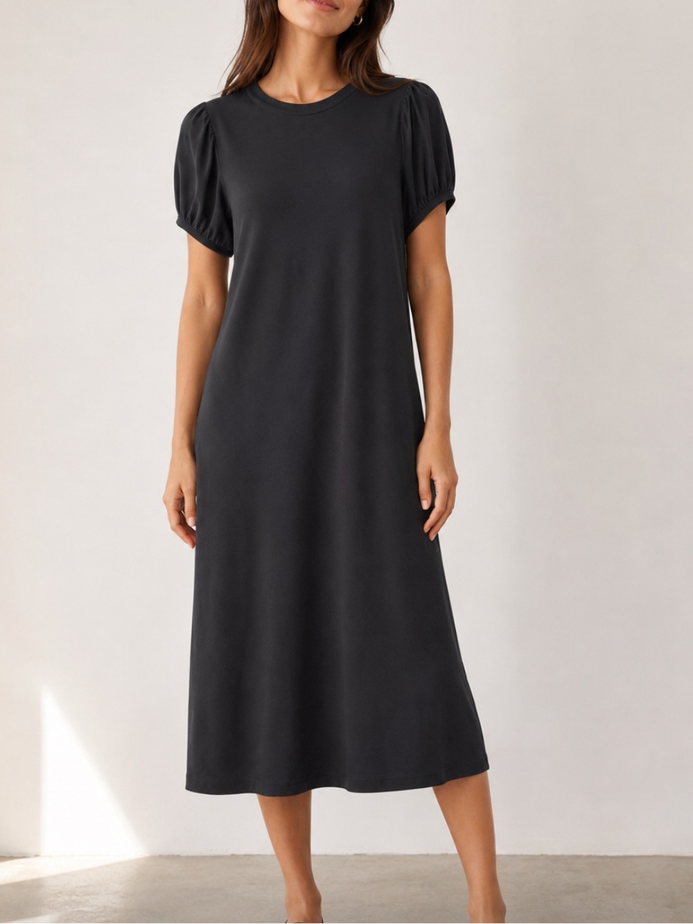 THE GREAT. Dove Puff Sleeve Midi Dress